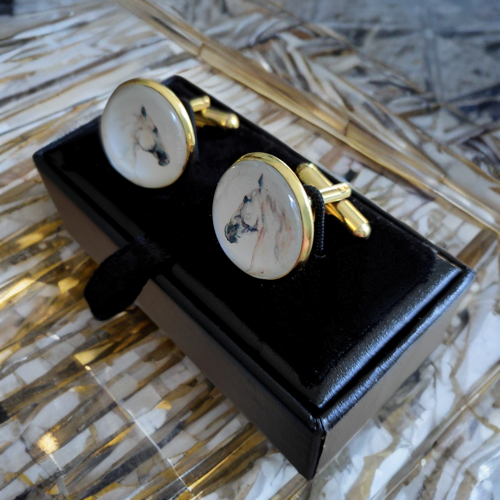 Horse Head White Stallion Cufflinks