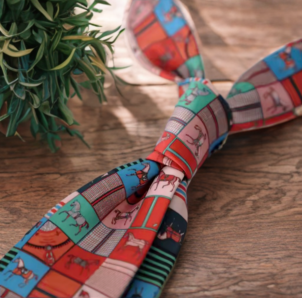 Men's Patchwork Horse Print Tie