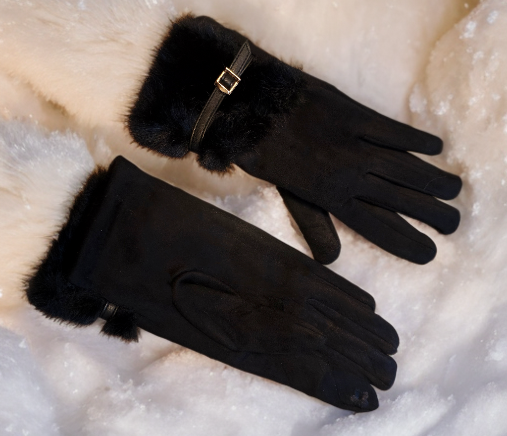 Black Faux fur gloves
