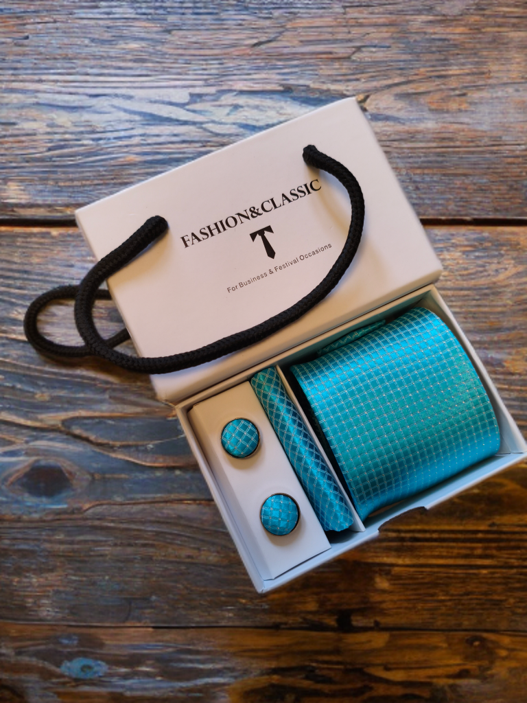 Gent's Turquoise Tie Set