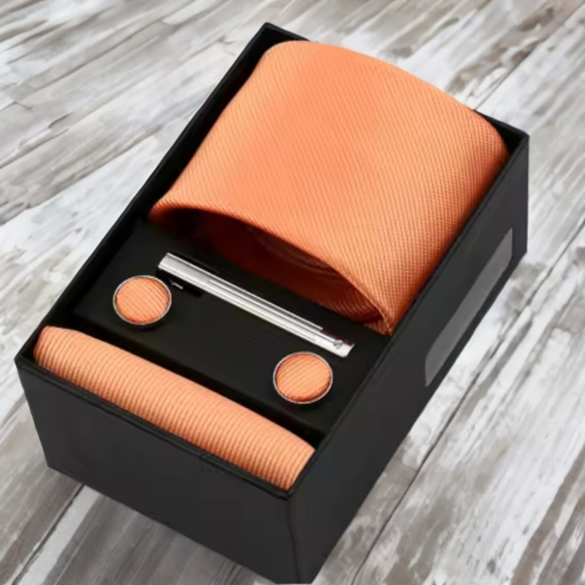 Mens Tie Set, In Peach
