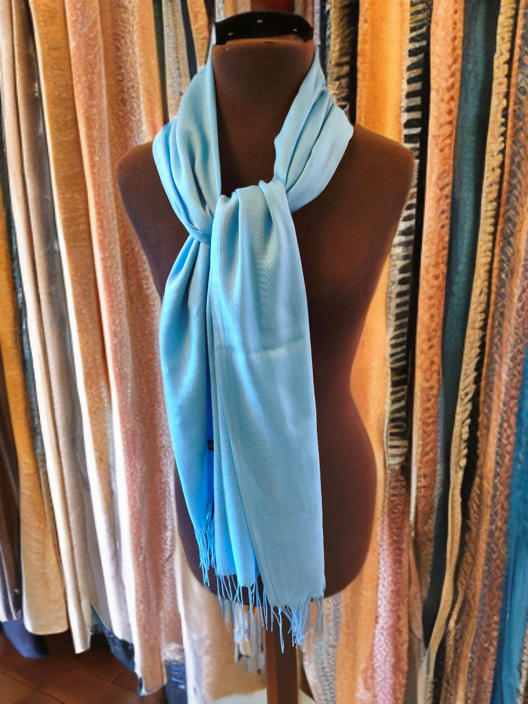 Luxury Sky Blue Cashmere Pashmina Shawl