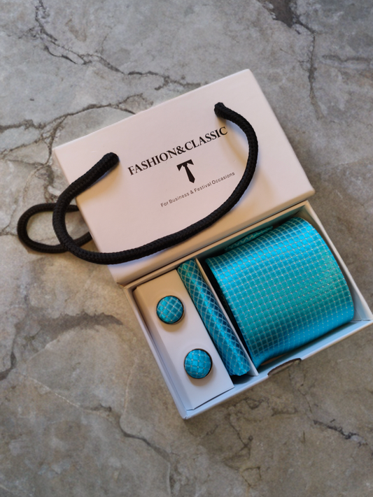 Gent's Turquoise Tie Set