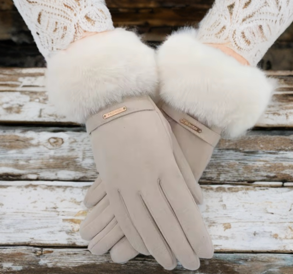 Ladies Fur Cuff Gloves