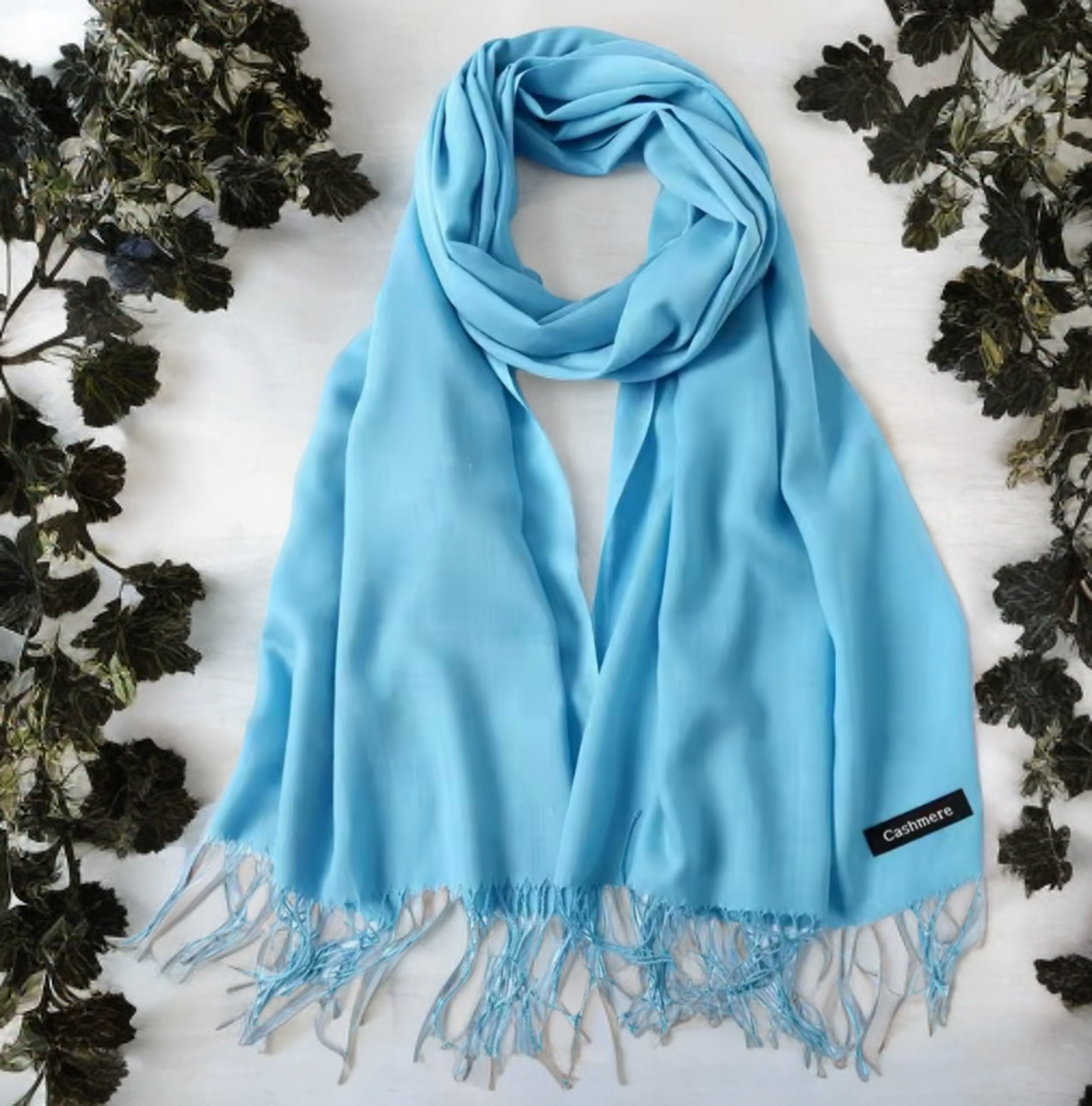 Luxury Sky Blue Cashmere Pashmina Shawl