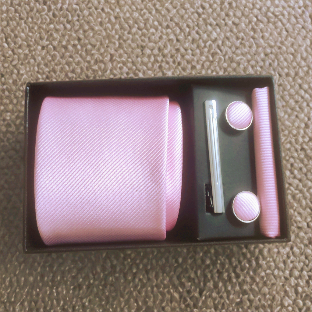 Men's Tie Set in Pale Pink