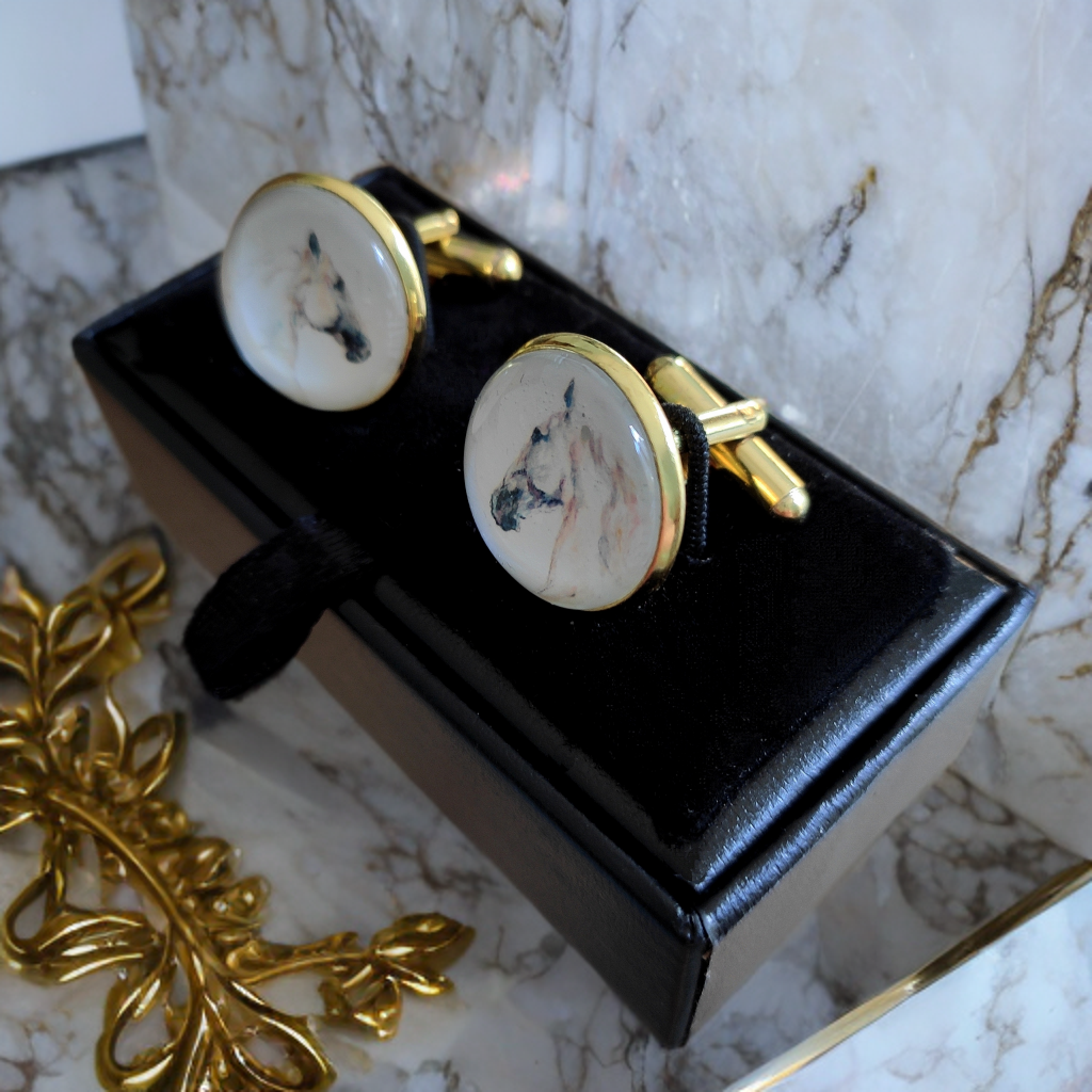 Horse Head White Stallion Cufflinks