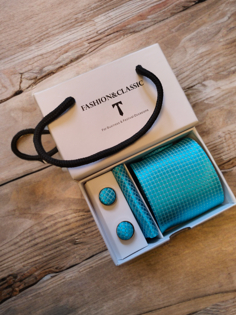 Gent's Turquoise Tie Set